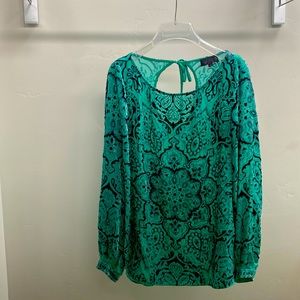 Hale Bob Velvet cut long sleeve blouse